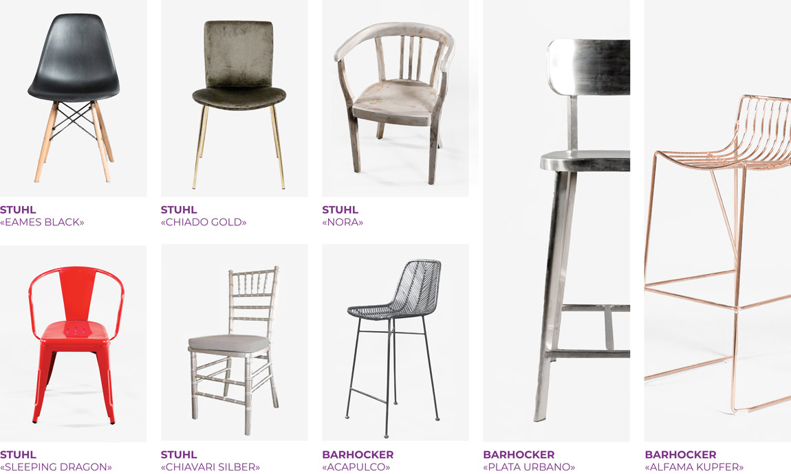 Stühle mit kreativem Design aus Berlin mieten.