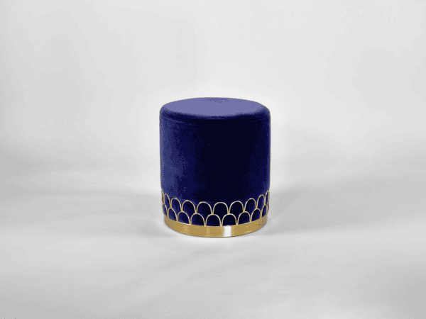 Sitzpouf Dark Blue Velvet Gold
